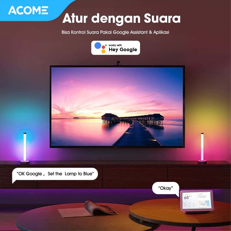 ACOME ALP02 Lampu Stand Sudut Ruang 16 Juta Warna White ORIGINAL