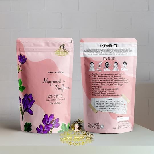 Adrshop Masker Wajah / Masker Wajah Organik / Masker Wajah Mugwort / Masker Wajah Saffron 10gr