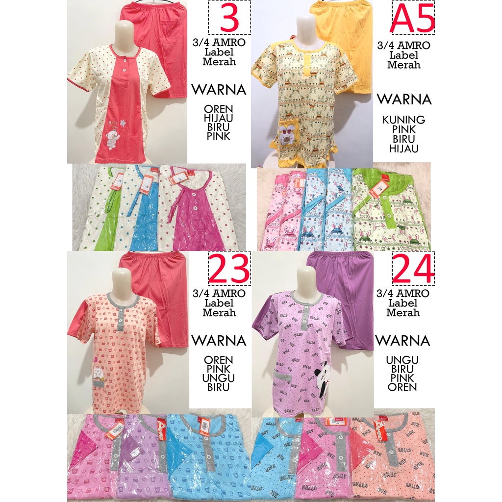 Babydoll 3 4 AMRO Murah Label Merah Celana Pendek Piyama Babydoll 3 4 AMRO Murah Label Merah Celana Pendek Piyama
