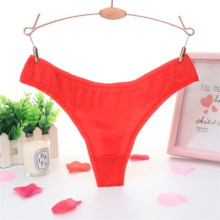 Celana Dalam Semi Gstring Katun murni one piece mulus warna solid katun thong seksi