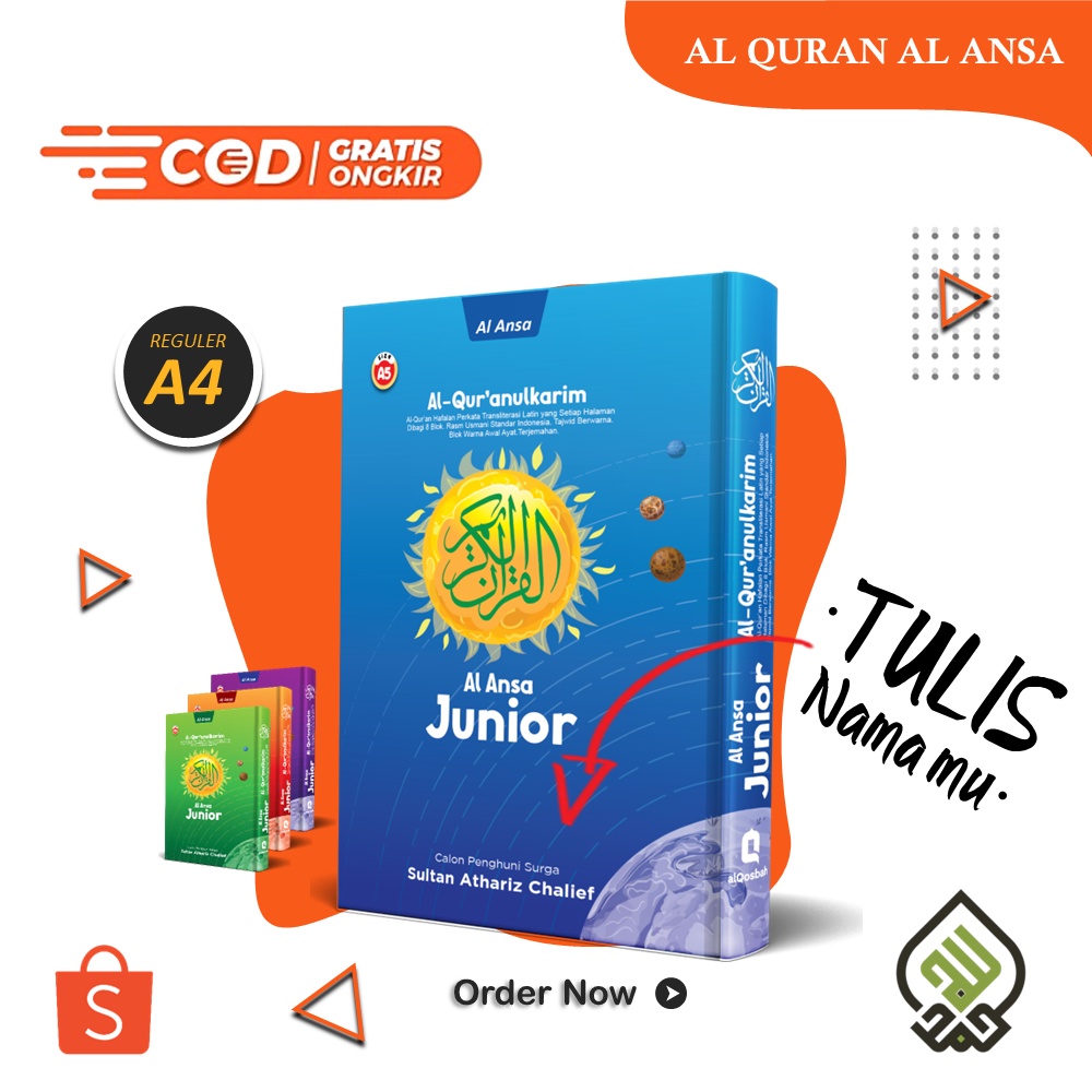 AL Quran AL Ansa Perkata Latin Reguler Gratis Custom Nama - A4 Junior