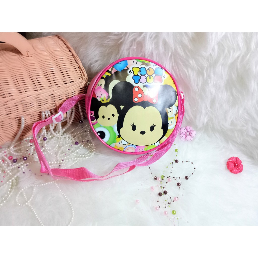 TK03 Tas Kulit/Kanvas Anak Bulat Besar Diameter 18cm