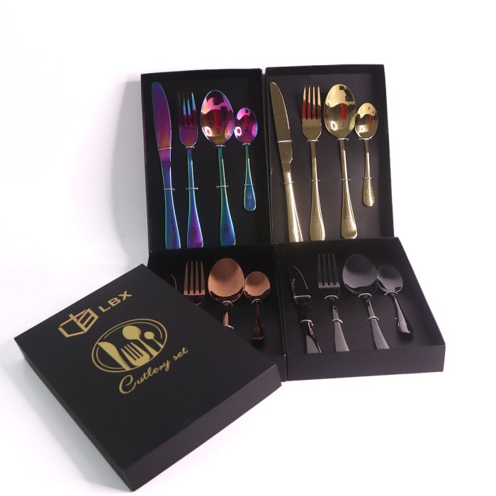 Sendok garpu pisau Set Stainless Gold Tebal Alat Makan Korea Tableware LBX Cutlery