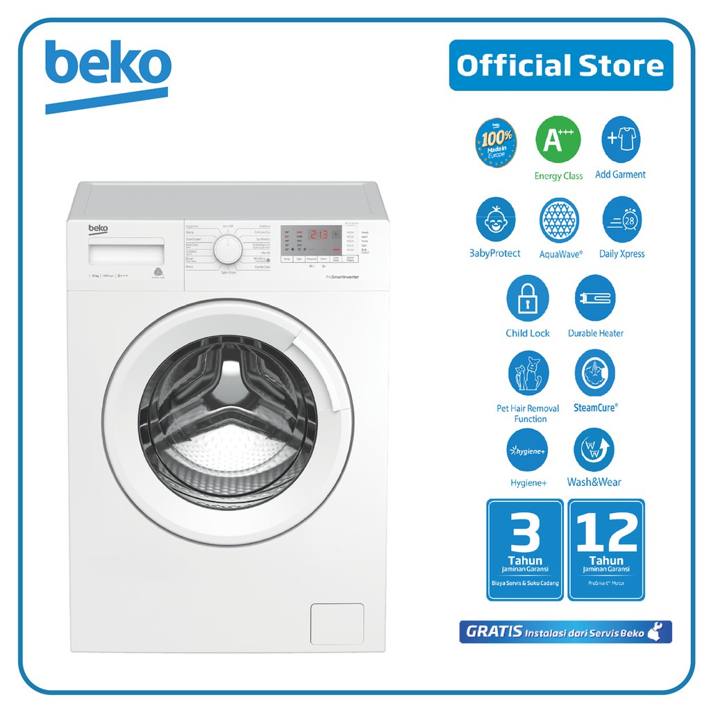 Beko Mesin Cuci Front Load Inverter 11kg WTV11512XS0 Putih