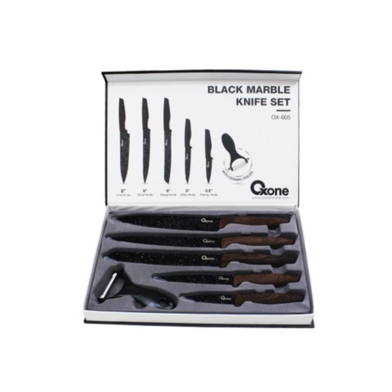 Pisau set oxone black marble / pisau set oxone / kado pernikahan / pisau set / oxone set