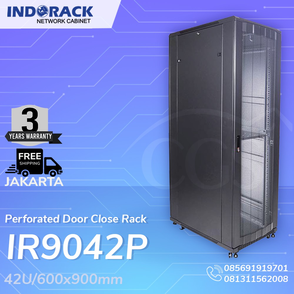 IR9042P - 42U Close Rack Depth 900mm Perforated Door 19&quot; - INDORACK