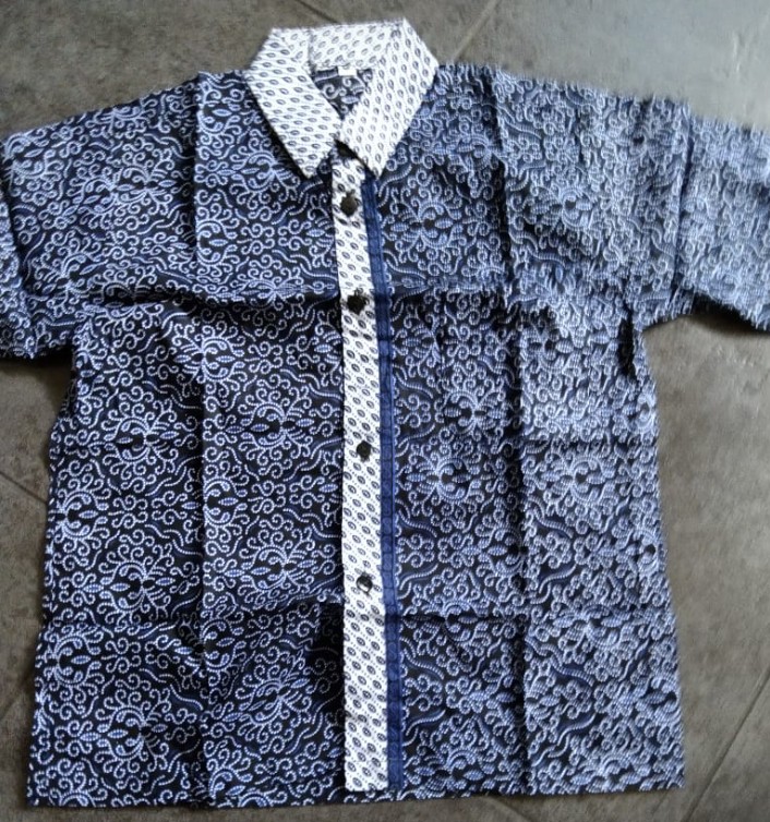 Kemeja Batik Anak Motif Moka Biru Kids Fashion
