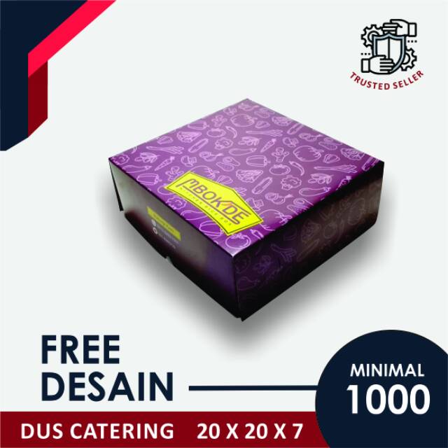 

CETAK MEREK SENDIRI CETAK COSTUM BOX NASI CATERING DUPLEX 300GR TUTUP LEPAS UKURAN 20X20X7 FULLCOLOR