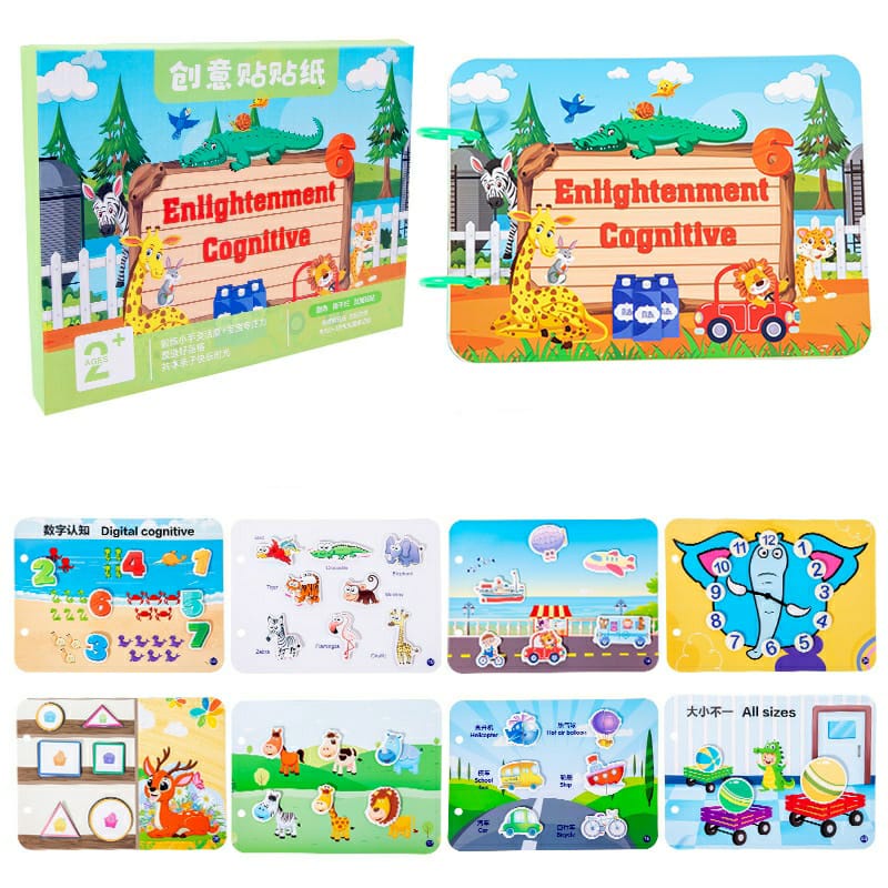 Buku Edukasi Sticker Enlightenment Cognitive / Buku Sticker Aktivitas Anak / Busy Book Quite Book Anak