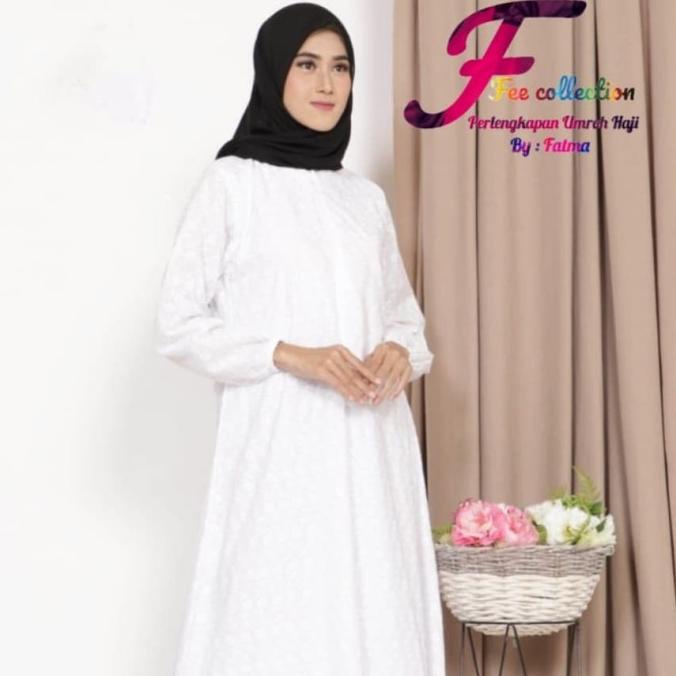 Gamis Putih Renda/ Gamis Haji/ Gamis Renda Bawah