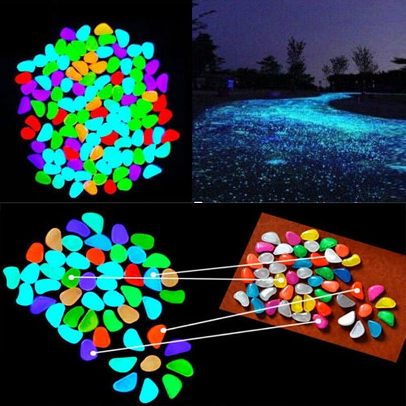 Batu Glow in The Dark Fosfor Berwarna Dalam Gelap Batu Hiasan Dekorasi Taman Pesta Ulang Tahun Pernikahan Glow Garden Stone Bersinar Dalam Gelap Bercahaya Aquarium Luminous glass shards nuggets fairy chips mica flakes geode