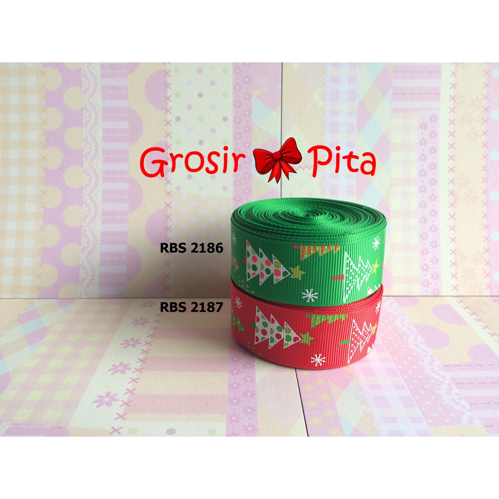 

(25 yard) Pita Grosgrain Motif Natal RBS 2186,2187 | Pita Motif Christmas | Toko Bahan Craft | Grosir Pita