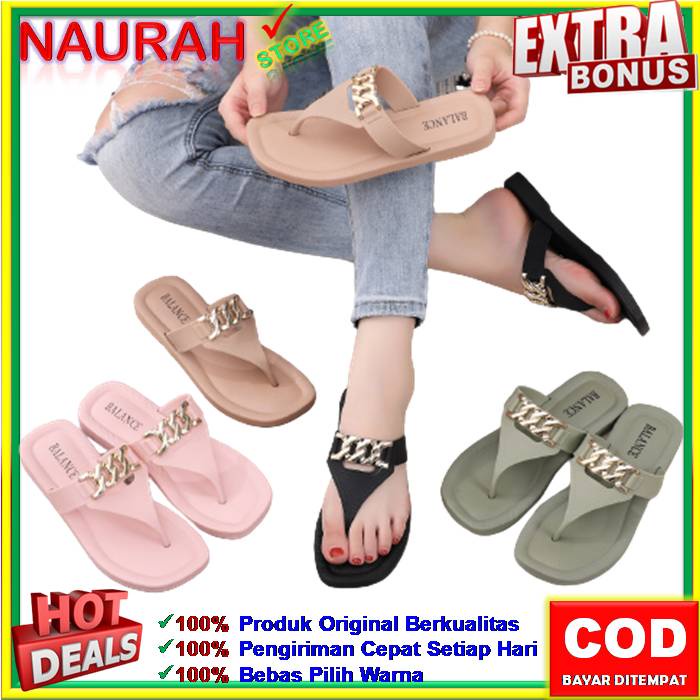 ✨ COD ✔️ BALANCE 1256 11 SANDAL JEPIT WANITA MOTIF RANTAI KUAT NYAMAN AWET SOL KARET TIDAK LICIN