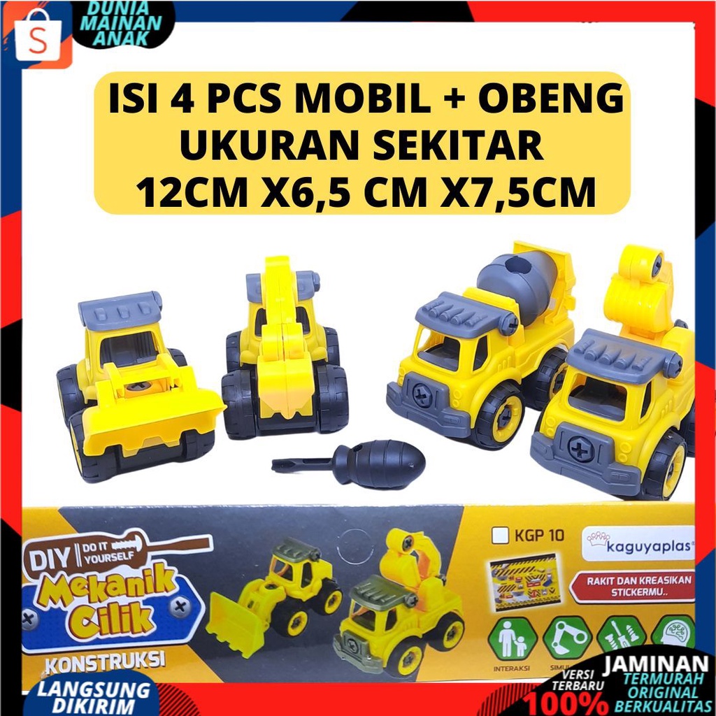 Mainan Mobil Truck DIY Bongkar Pasang Plus Obeng Construction Car 4 pcs / Mainan Edukasi Anak kgp-10