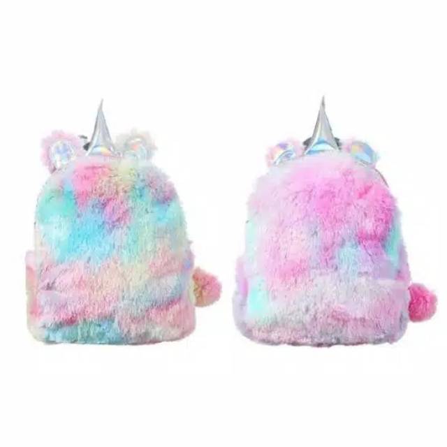 TAS RUMAH WARNA TAS RANSEL ANAK UNICORN BULU
