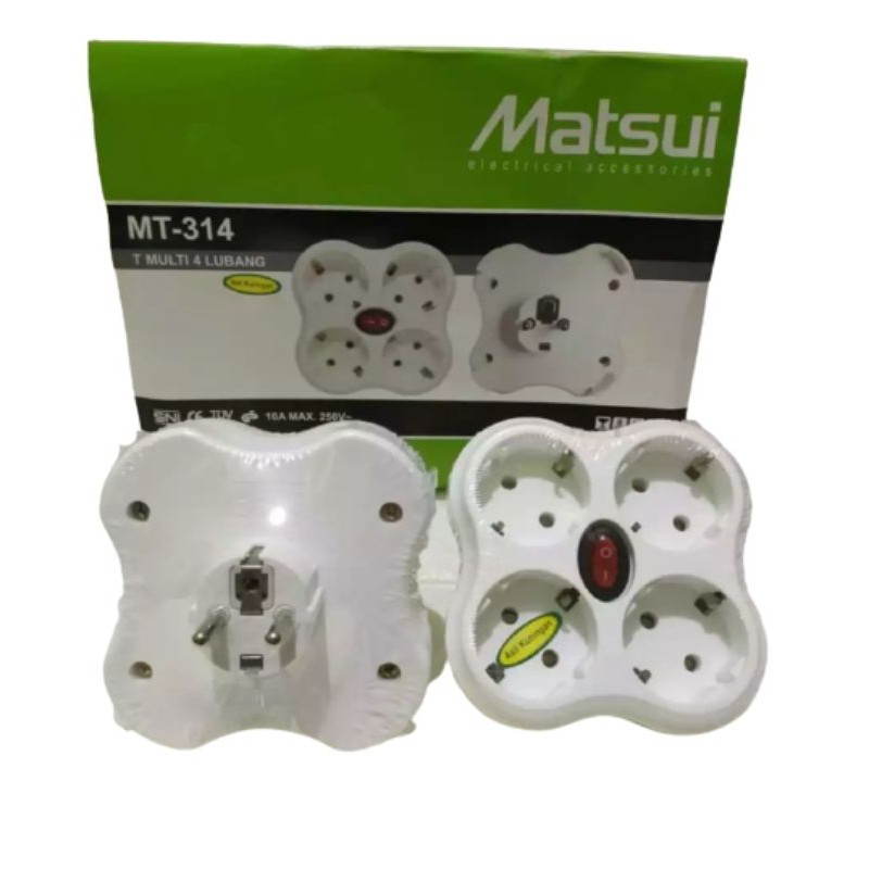 4in1 - T Multi Colokan Listrik Lubang 4 / Stop Kontak Out Bow 4 in 1 Switch Matsui MT-314