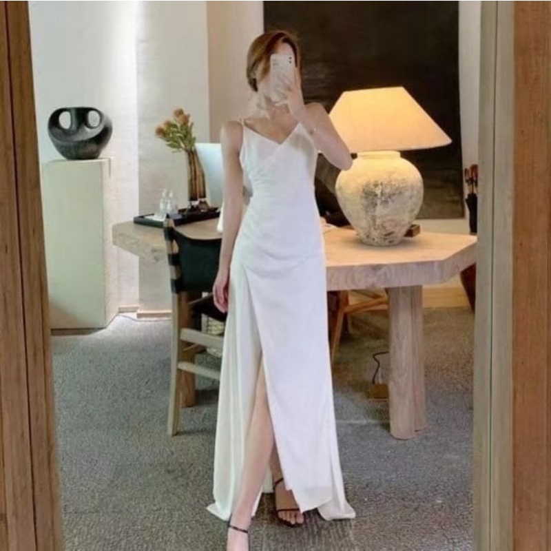 white v cross premium slit dress - Bikinibandit