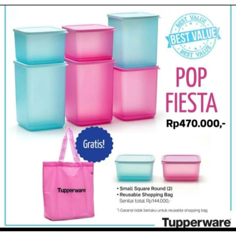 Pop Fiesta Tupperware isi 8 sesuai gambar free Tas / Toples tupperware set