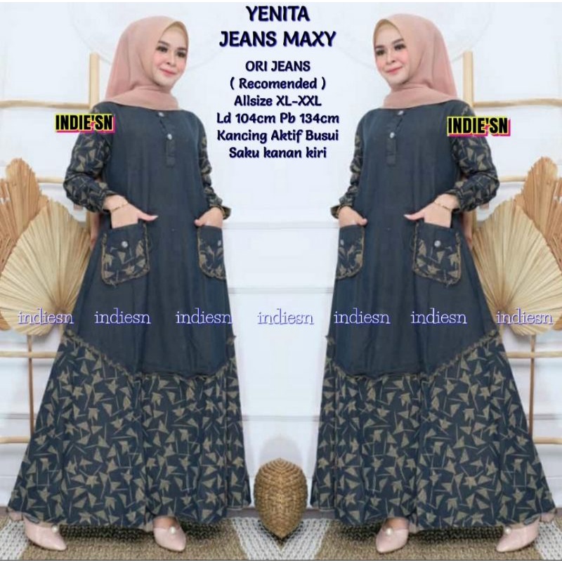 GAMIS JEANS TERBARU 2022 UNTUK WANITA MUSLIMAH DEWASA  BAJU MAXY  KEKINIAN  MODIS DAN TERPOPULER DEN