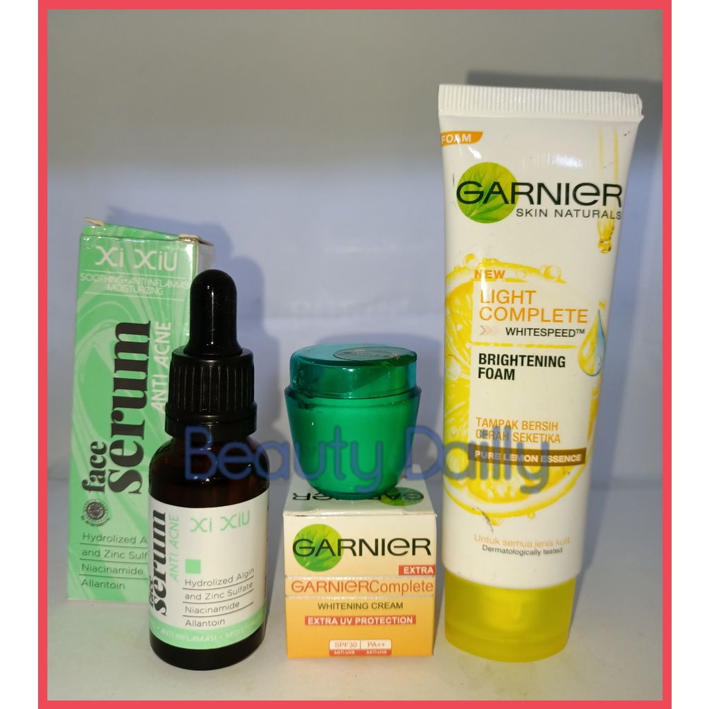 PROMO Paket 3 IN 1 Garnier - Garnier Light Complete Facial Foam 50 ml + Cream Garnier Complete White