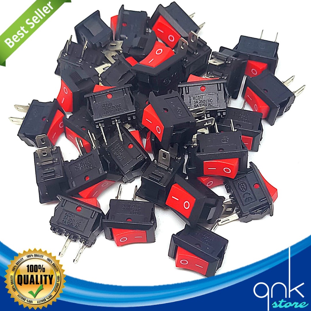 Swith Saklar Merah Hitam Mini Kotak on-off 2 kaki /2 pin tanpa lampu