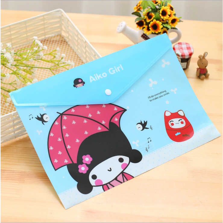 Map Plastik Folder A4 Document Lucu Import Motif Kartun