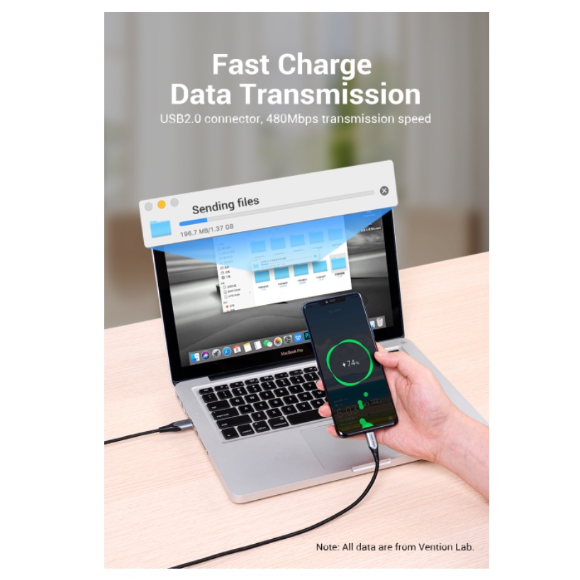 Vention Kabel Data USB Braided Type C 3A Fast Charge 1.5M 2M 3M