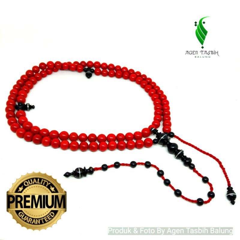 Tasbih Batu Marjan Merah Red Coral Super Kepala Yuser Akar Bahar Asli Dan Alami 100% ORIGINAL