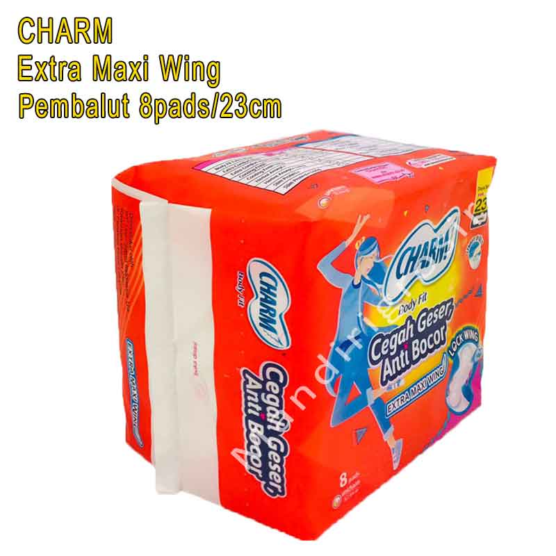 Pembalut Lock Wing * Charm * Extra Maxi Wing * Body Fit * 8pads 23cm