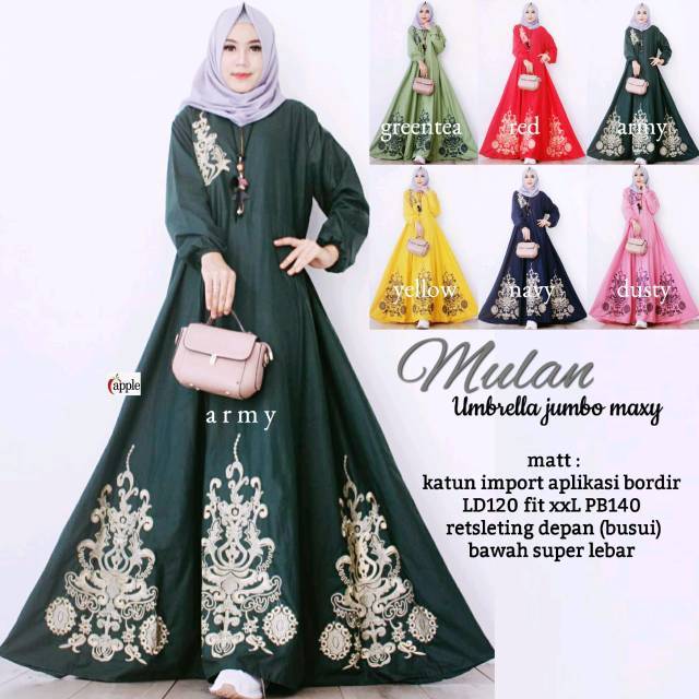Gamis Bordir//Busui Friendly//Mulan Jumbo Maxy//<by Apple>