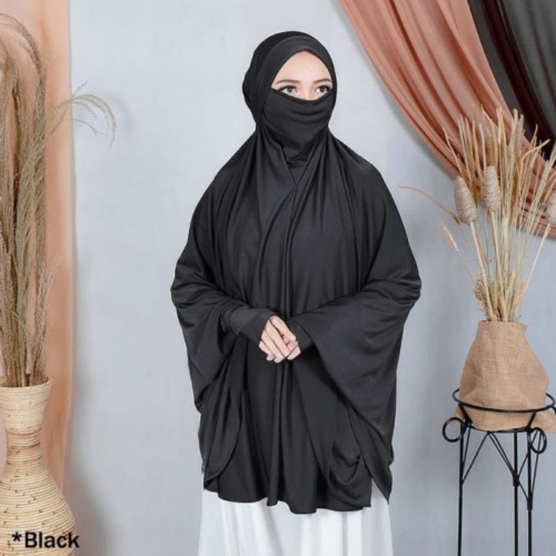 Jilbab Hijab Bergo Instan French Khimar Cadar Khania Lengan Syari