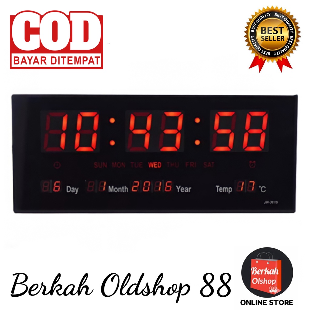 Berkah Oldshop 88 - Jam Dinding Digital LED Meja LED Clock 3615 Merah