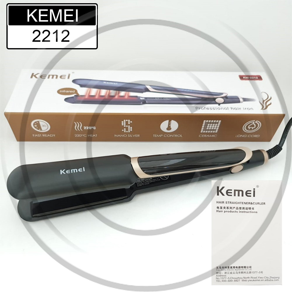 KEMEI / KM-2212 / Catokan Rambut Plat Lebar Lurus InfraRed