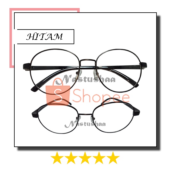 Kacamata Fashion Unisex / Kaca Mata Korea Frame Besi Oval Retro Untuk Pria dan Wanita FREE CASE