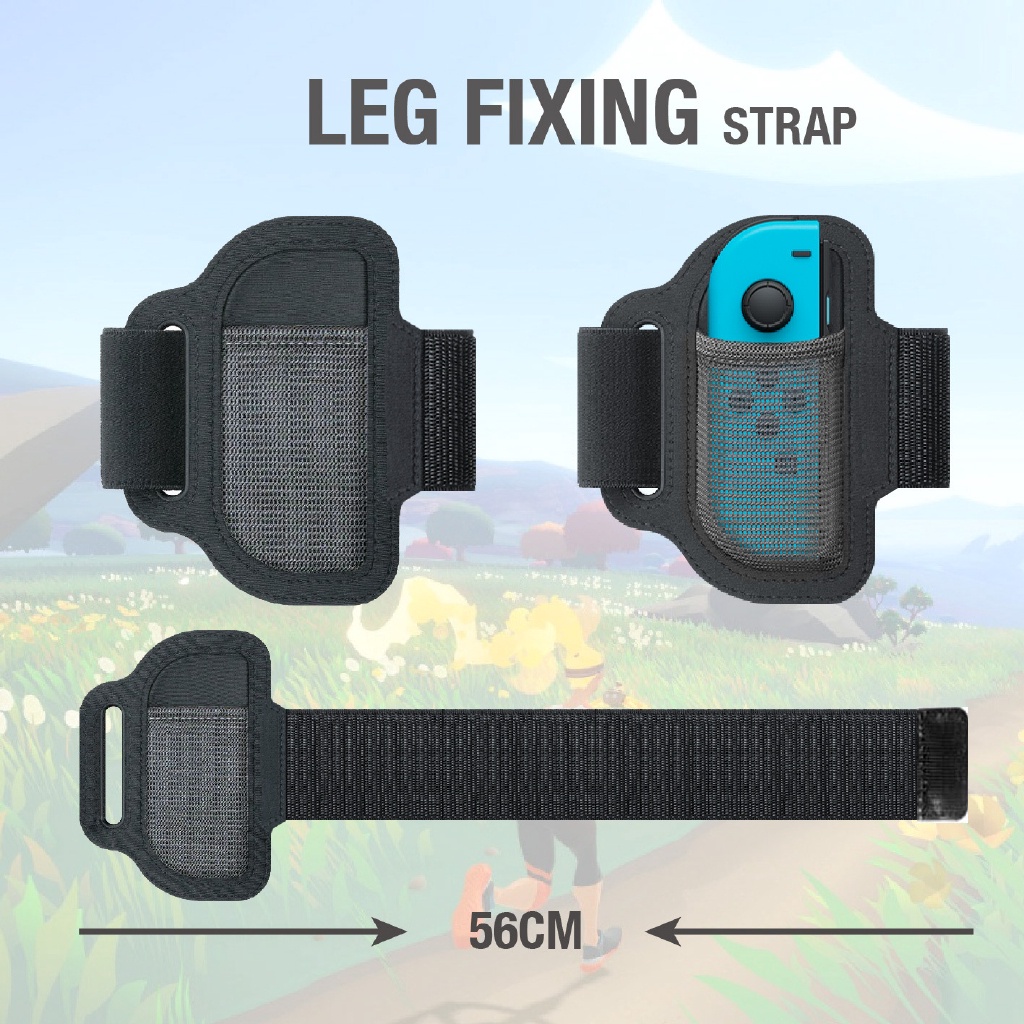 Strap Kaki Elastis Adjustable 56cm + Ring-con Grip Anti Slip Untuk Nintendo Switch Joy-con