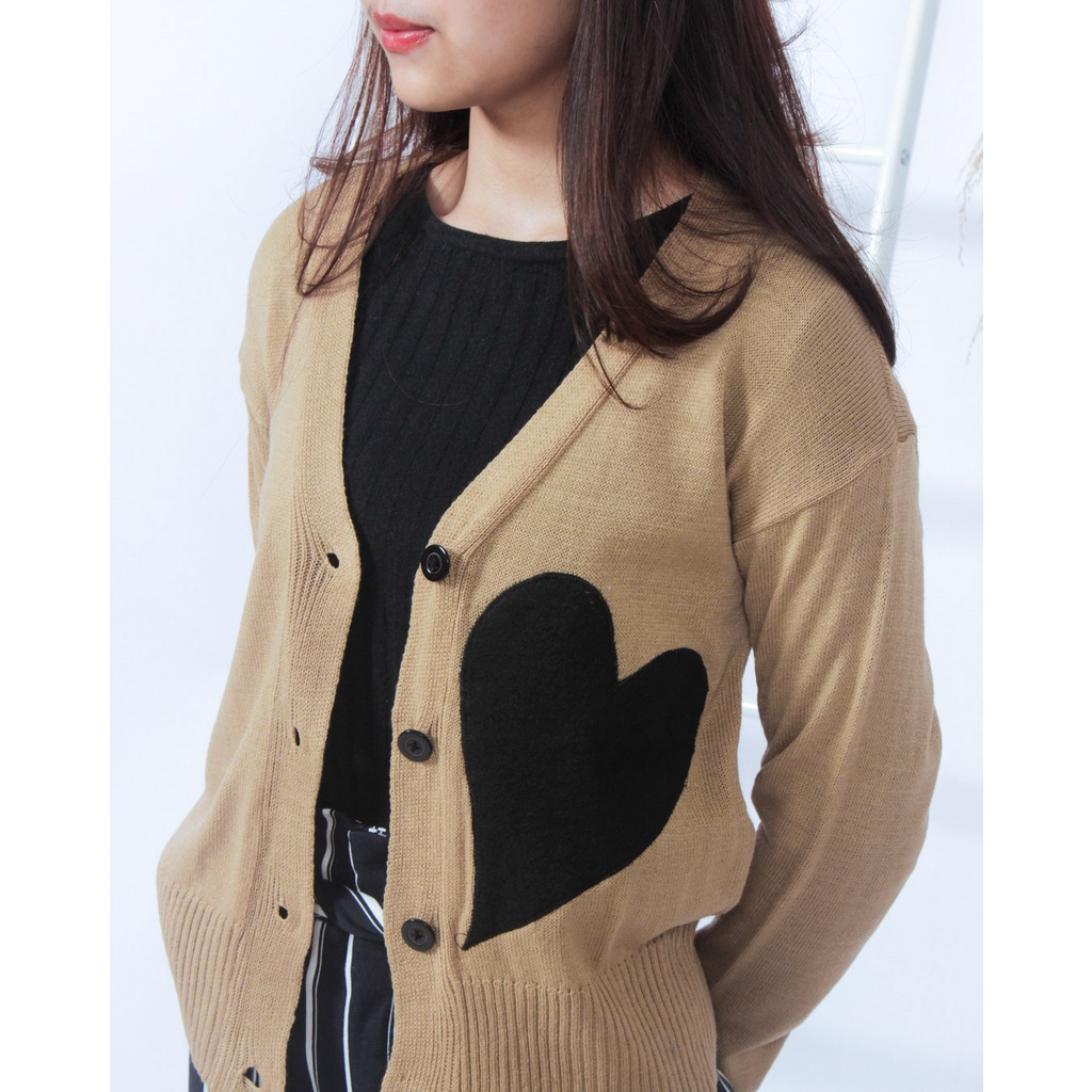 KALILA - BLACK HEART Cardy  Cardigan Rajut Wanita Dewasa | Kardigan Rajut Wanita