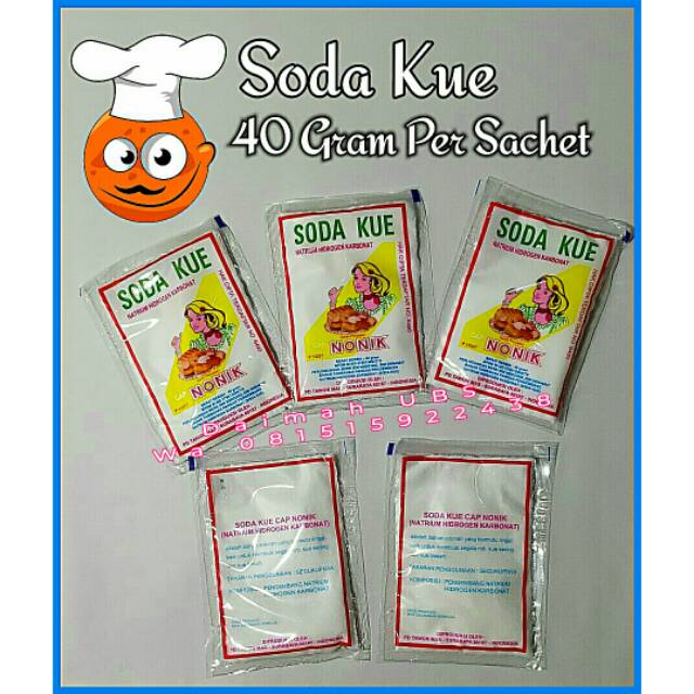 

Soda Kue Cap Nonik 40 gram per sachet, natrium hidrogen karbonat