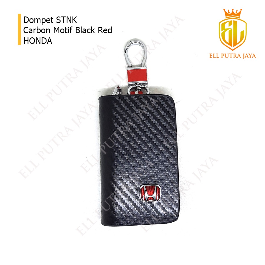 Dompet STNK Gantungan Kunci Motif Carbon Red Logo Honda