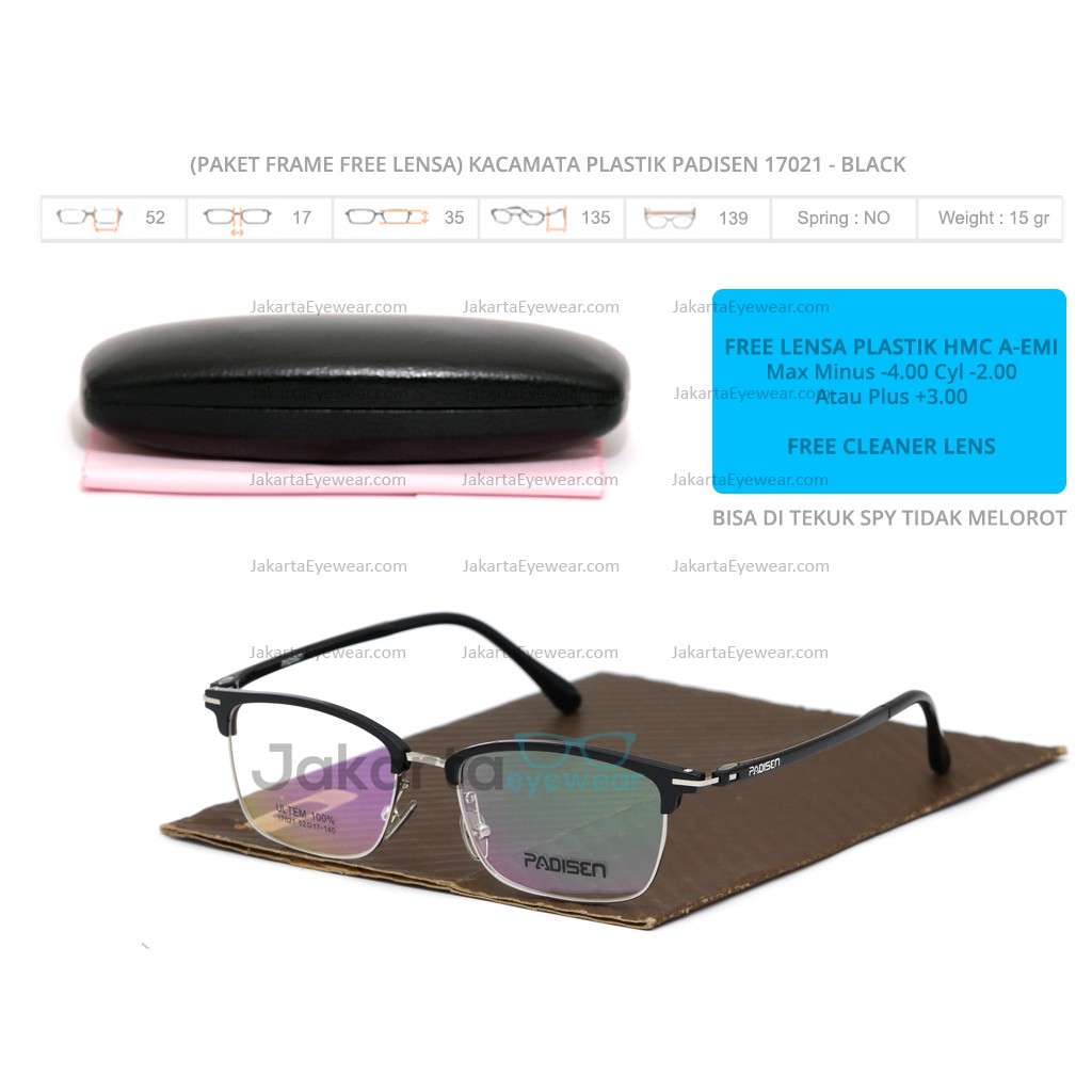 (Paket Frame Free Lens) Kacamata Plastik Padisen 17021