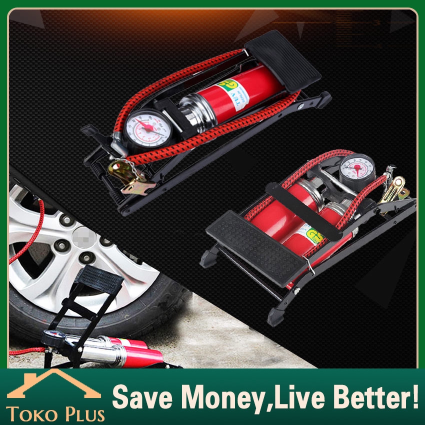 2 Tabung Pompa Angin Pompa Injak Kaki Darurat untuk Ban Motor Mobil Sepeda Bola Foot Pump