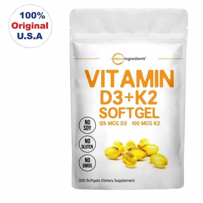 MICROINGREDIENTS Vitamin D3 5000IU Plus K2, 2 in 1 Formula, Vitamin D3 Lc