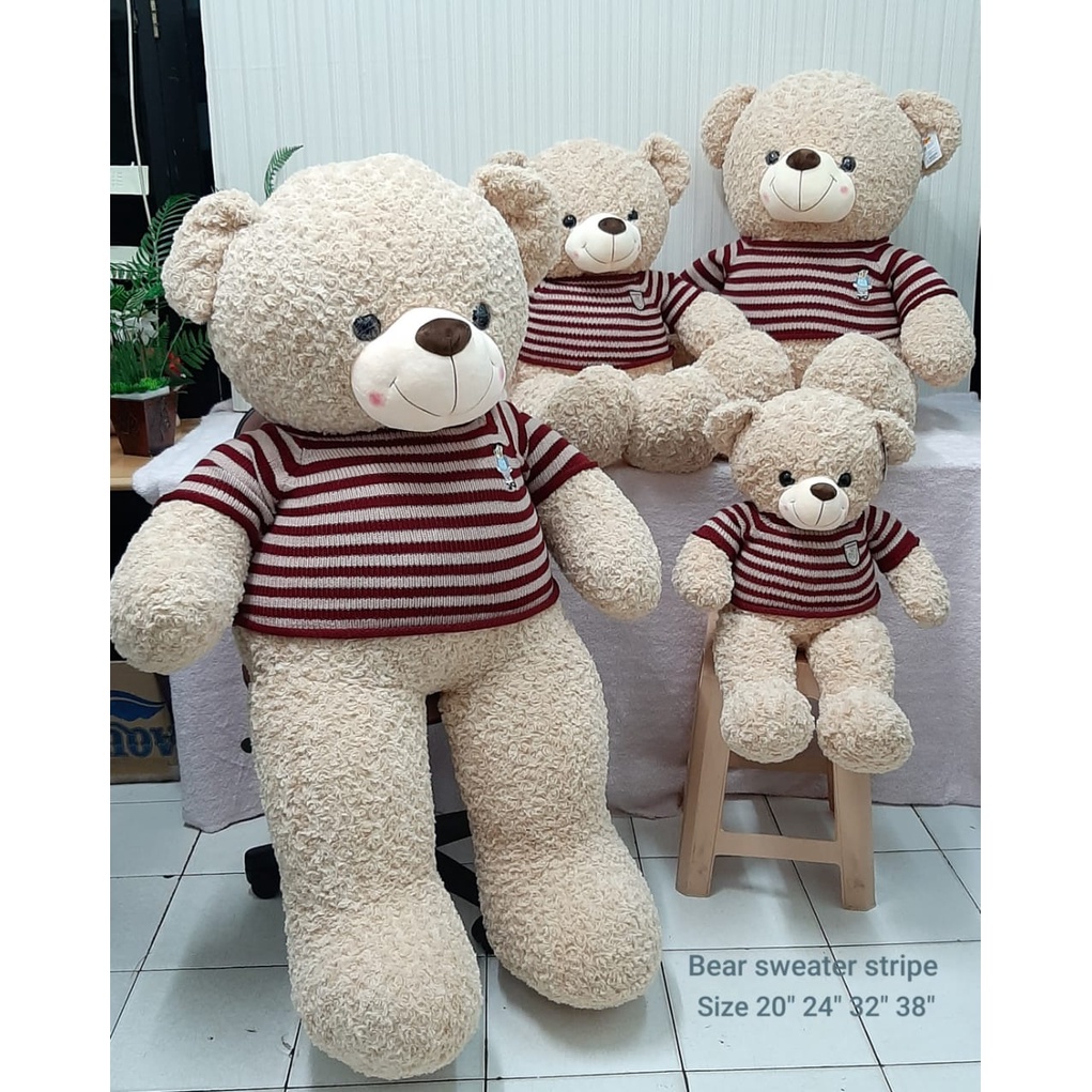 Boneka Bear Sweater Stripe 32"/Boneka Teddy Bear Sweater/Boneka Teddy Bear Premium