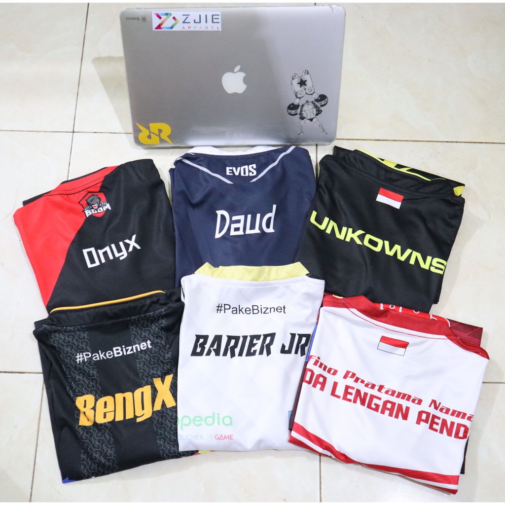Jersey Kaos Baju Gaming EVOS, RRQ, BIGETRON, VICTIM, AURA, LOUVRE dll RANDOM NICK (PILIH DI LIST)