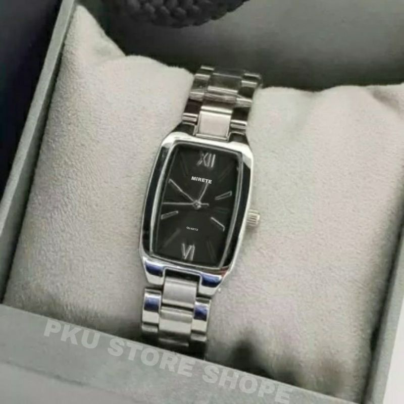 Jam Tangan Wanita Mirete Original Anti Air M_7599 elegan Mewah Import GS jam Jam Tangan Cewek/Wanita Kasual Rantai BAJA Mini Jam Wanita Kasual Sporty Olahraga Fs/GS Hitam Strap Rantai Anti Air