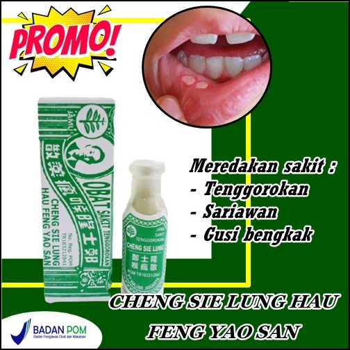 BPOM obat sariawan mulut cina cheng sie lung hau fung san obat sakit tenggorokan anak original