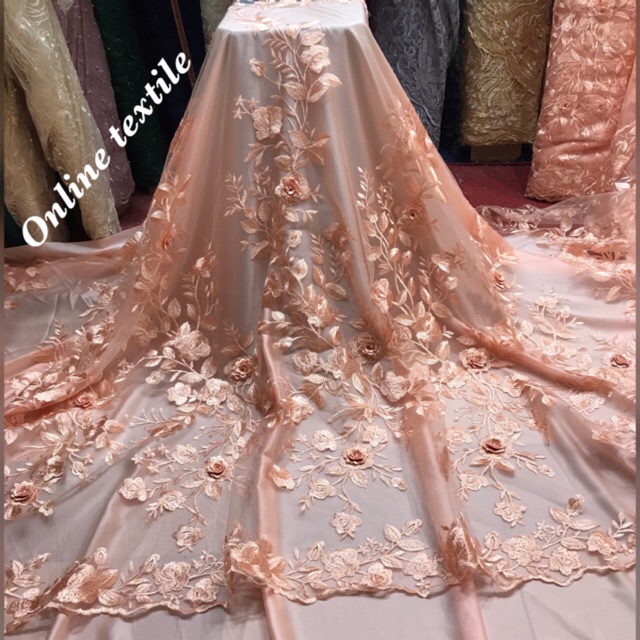 MURAH!! Kain bahan Tulle 3d mutiara / bahan brokat 3d mutiara.