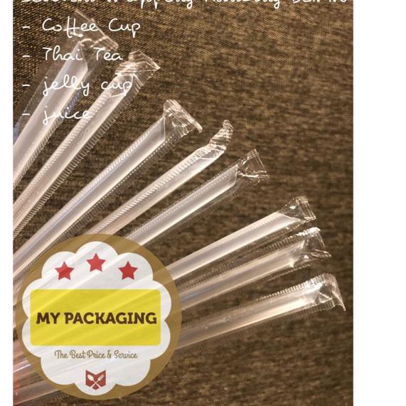 ☏ isi 300pcs Sedotan Plastik 6mm 20cm Steril Bungkus Plastik Lurus Runcing 6mm - BENING ֍