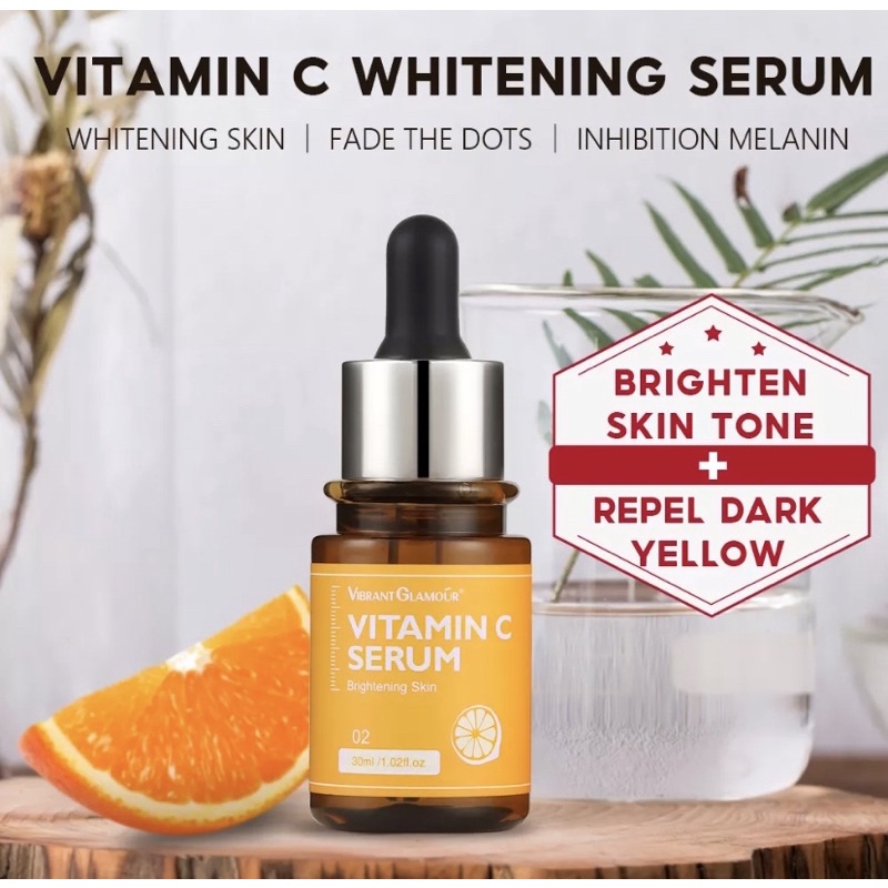 VIBRANT GLAMOUR Retinol + Vitamin C Whitening Serum Mencegah Penuaan Memudarkan Bintik Hitam Menyamarkan Garis Halus Alami Yang memutihkan dan Mencerahkan Kulit Merawat dan Memperbaiki Kulit Keriput