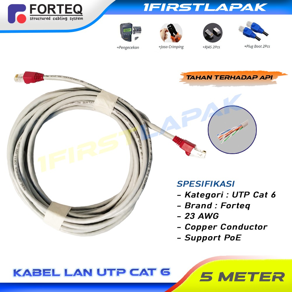 Kabel LAN UTP CAT6 5 Meter Full Copper Kabel UTP CAT 6 Setara Commscope 5m Kabel UTP 5 meter