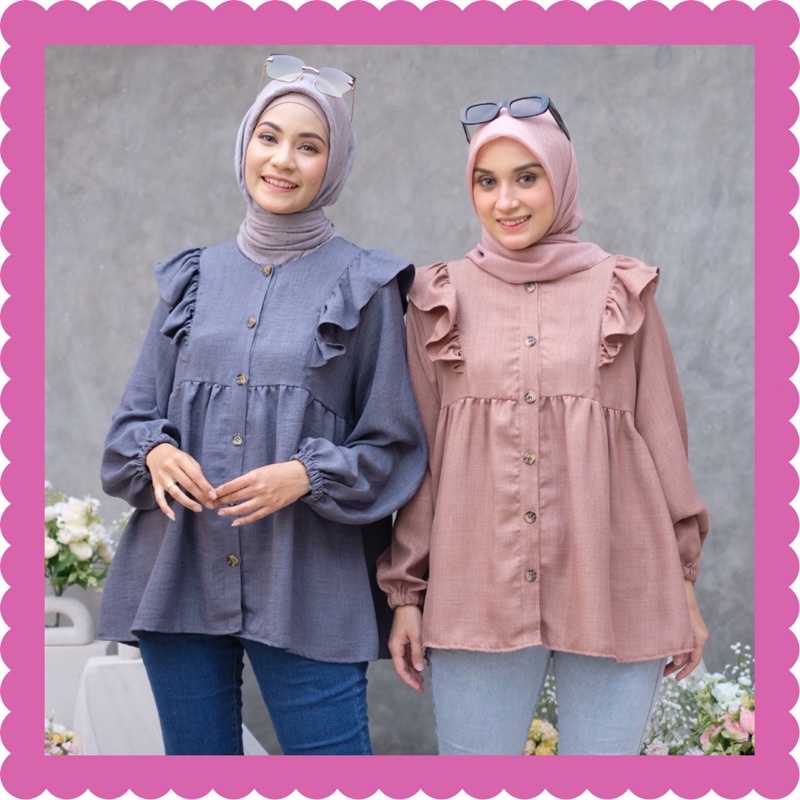 Ounadoutfit SHENA Blouse wanita premium | outfit cewek bumi | atasan wanita polos | blouse lucu busui | kemeja linen | blouse basic premium | baju rampel wanita